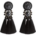 thumbnail image 1 of SURJDE Bohemian Statement Thread Tassel Chandelier Drop Dangle Earrings with Cassandra Button Stud, 1 of 7
