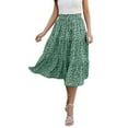 thumbnail image 5 of RPVATI Long Flowy Skirts for Women On Clearance Floral Tiered High Waisted Summer Maxi Skirt Boho Drawstring Holiday Pleated Vacation A Line Skirts Green M, 5 of 8