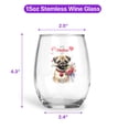 thumbnail image 5 of Happy Valentine's Day Pug holding flowers 15oz Stemless Wine Glass Mug Dog Lover Gifts Wine Glasses Cup - 3005, 5 of 5