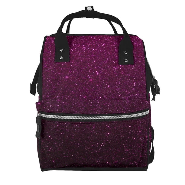Easygdp Dark Purple Glitter para Bolsa de Bebé de Gran Capacidad con Múltiples Bolsillos, Bolsa de Pañales para Padres, Bolsa de Viaje Organizada y Elegante