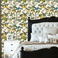 thumbnail image 5 of Chinoiserie Peel and Stick Wallpaper Lemon Tree Hummingbirds Floral Elements Vintage Style Wall Mural 23.6in x 9.8ft Self Adhesive Removable Wall Paper Renter Friendly Wallpaper for Bedroom, 5 of 8