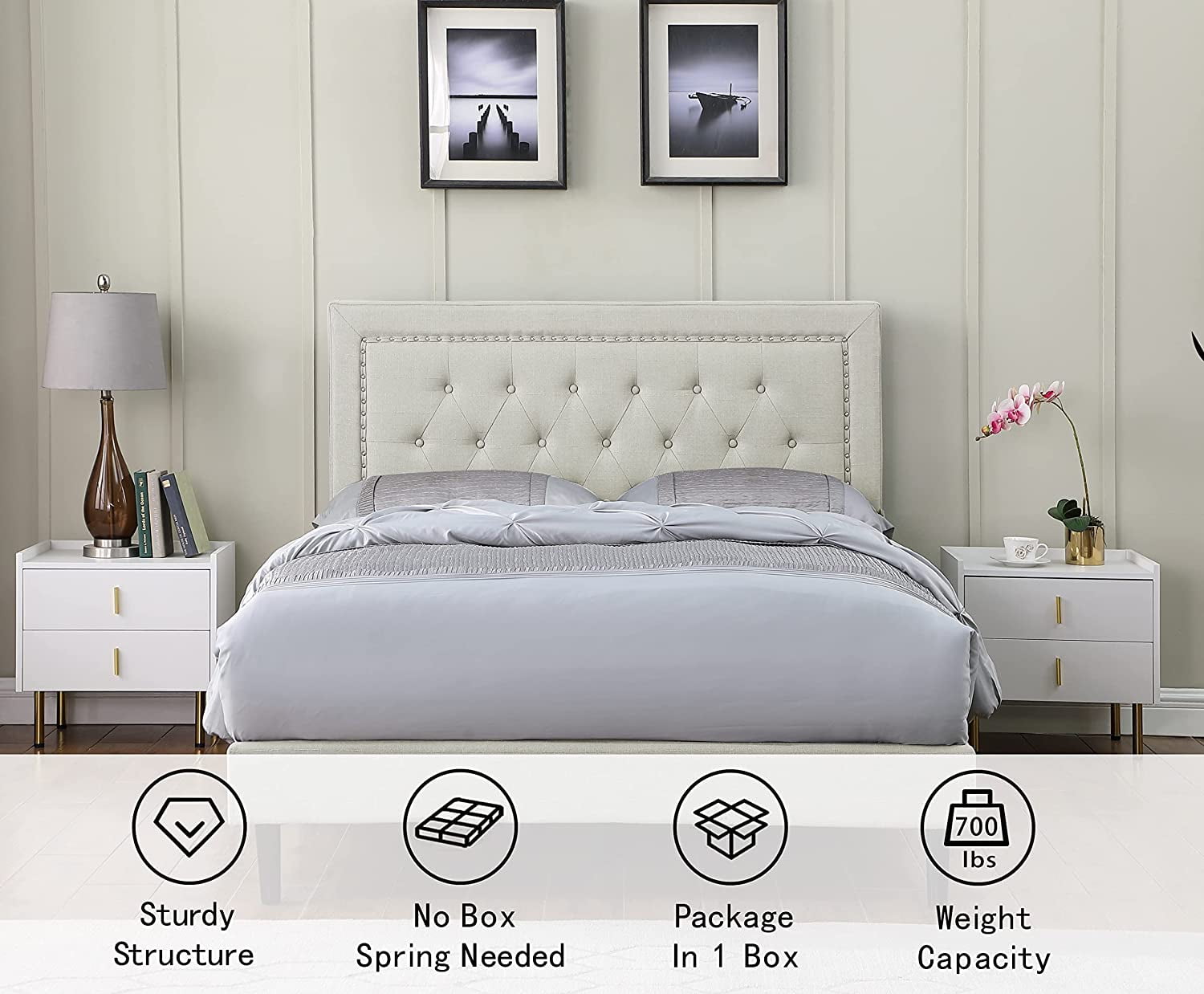 Free Shipping! Full Upholstered Platform Bed Frame with 48 Free Shipping! Full Upholstered Platform Bed Frame with 48