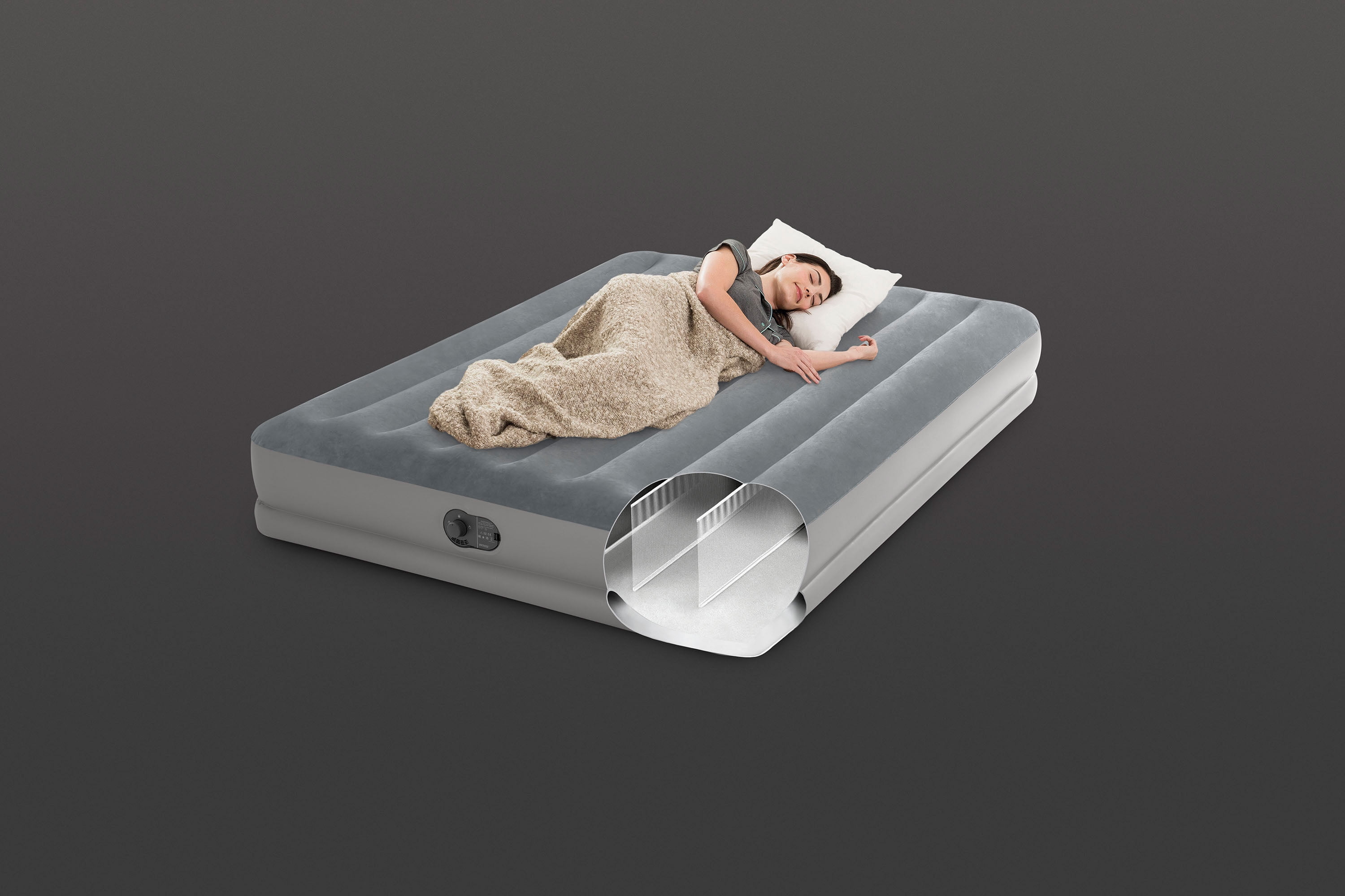 Intex Queen 12" Dura-Beam Prestige Air Mattress with USB Powered Pump