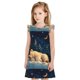 thumbnail image 1 of Fotbe Starry Sky Sleep White Bear Vestido de Dormir para Niñas de 3 a 10 Años, Mangas Cortas, Estilo Princesa, Pijama Camisón con Mangas Voladas-X-Large, 1 of 6