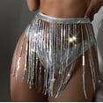 thumbnail image 4 of QLEICOM Womens Swimsuits Tummy Control Plus Size Swimsuit Coverup Bikini Split Swimwear Tassel Sequin Swimwear Three-Piece Swimwear White S, 4 of 7