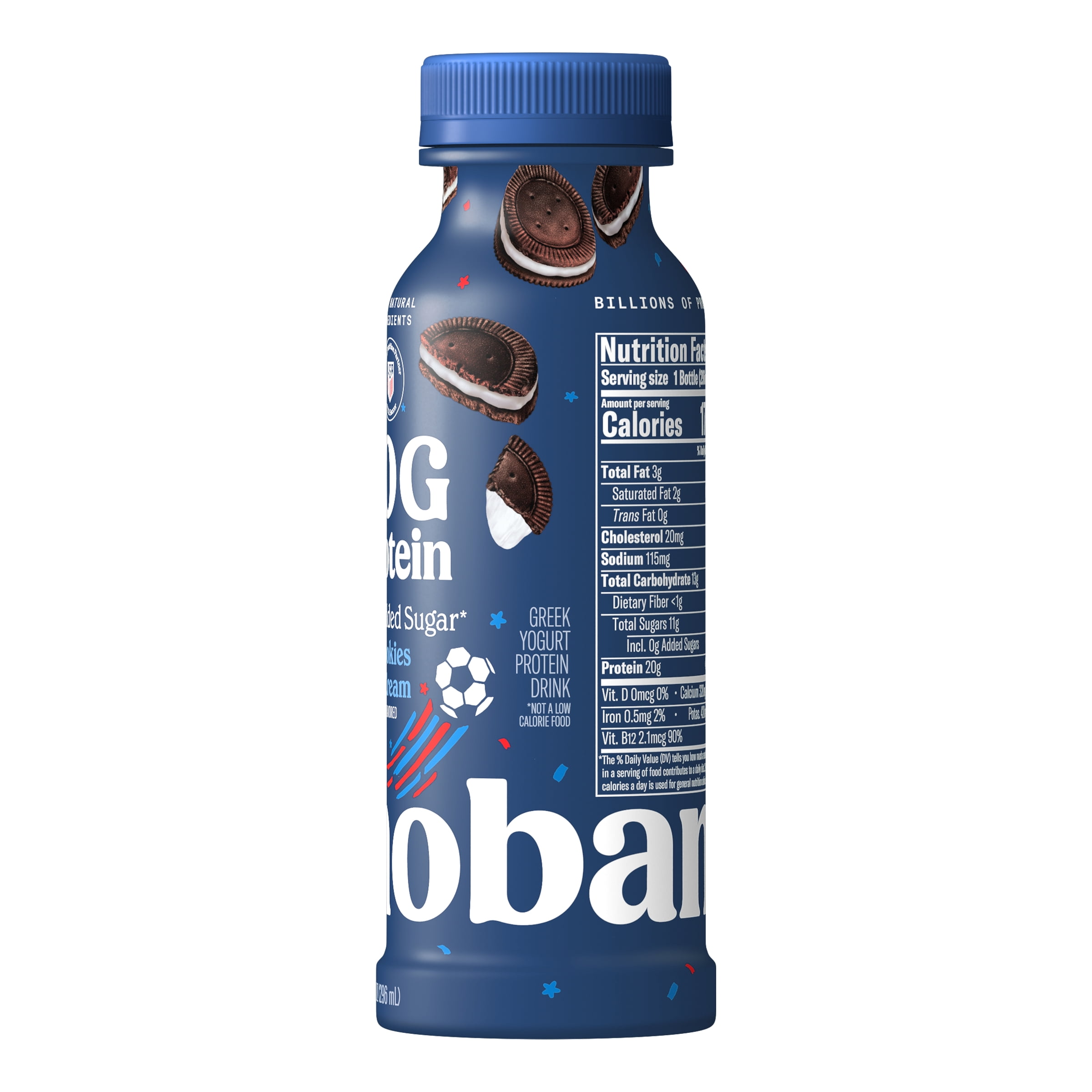Chobani 20G Protein Low-Fat Greek Yogurt Drink Cookies and Cream 10 fl oz Bottle