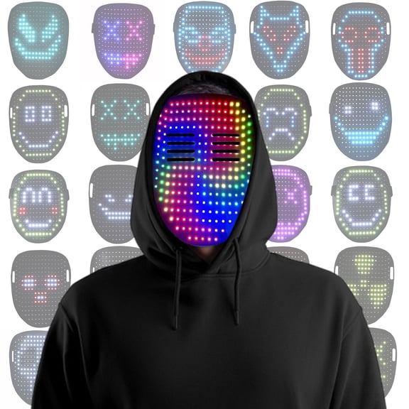 LED Light Up Mask with Gesture Sensing, 70 Patterns Face-Changing Mask, Perfect Gifts for Kids & Adults,Halloween Christmas Birthday Cosplay Party