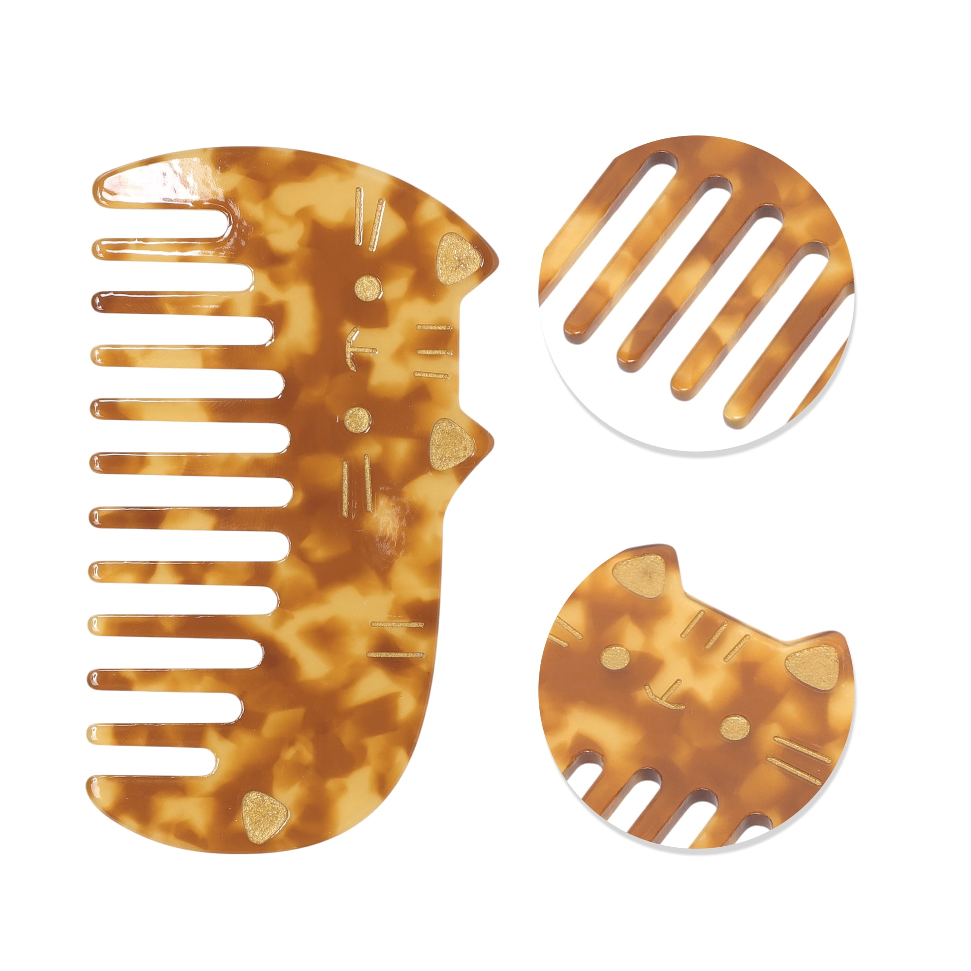Unique Bargains 1 Pc Women Durable Cute Cat Comb Designed for All Hair Types Amber