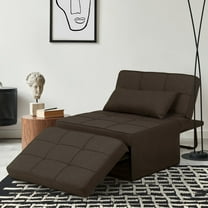 Ainfox Ottoman Chair Lounger Bed，4 in 1 Convertible Single Sofa Couch Futon Bed, 70.9''L x 33.9''W (Dark Brown)