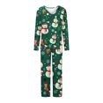 thumbnail image 5 of Puntoco Conjuntos de pijama cómodos para mujer Conjunto de pijama informal con cuello en V y pantalones largos con estampado navideño para mujer, 5 of 5
