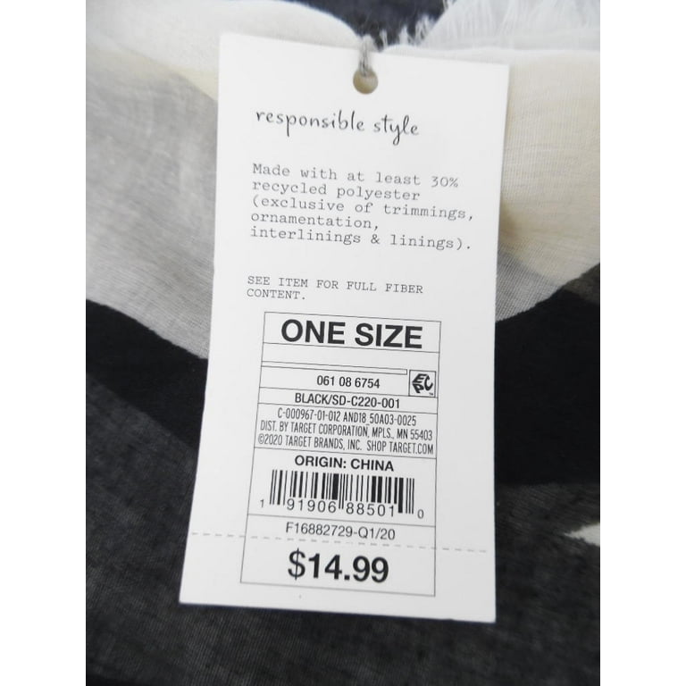 A New Day Women's Recycled Striped Scarf Black One Size