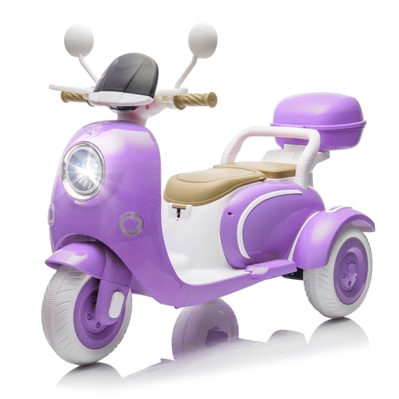 HappyToysWorld 12V Kids Electric Motorcycle with Flip-Up Adult Seat, Dual Motor 3-Wheel Ride On Car for 2, Oversized Trunk & Storage Hooks, Bluetooth Music, LED Lights, Safe for Ages 3