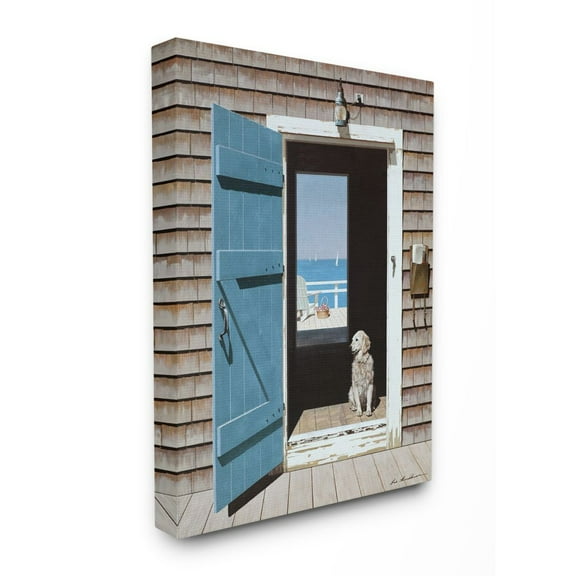 Stupell Industries Dog Between Doorways Calming Coastal Scene Canvas Wall Art Design by Zhen-Huan Lu, 36" x 48"