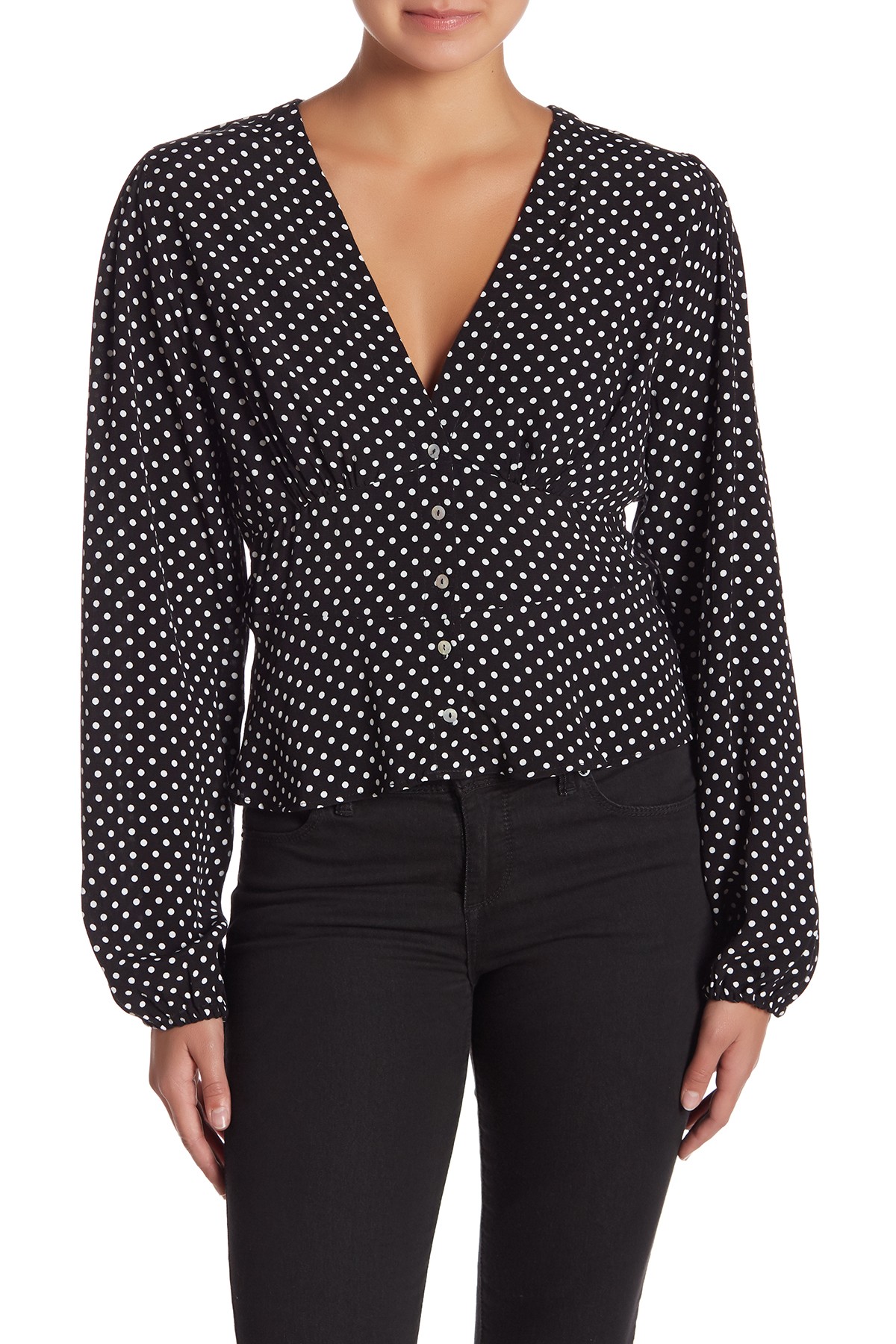 v neck polka dot top