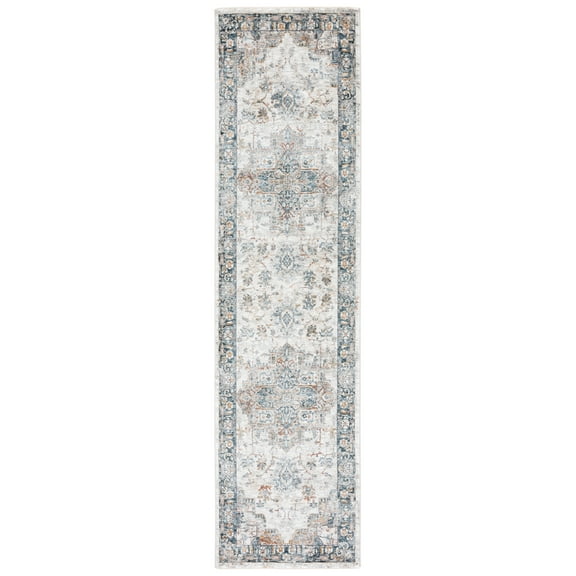SAFAVIEH Dream Laraine Floral Polyester Runner Rug, Ivory/Light Blue, 2' x 8'