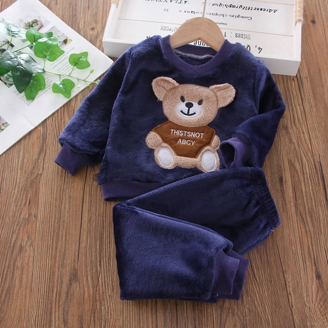 Pijamas de invierno para niños Primavera y otoño Inicio Traje de dos piezas de manga larga para niños pequeños Otoño e Invierno