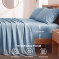 thumbnail image 6 of U by Bedsure Striped Queen Sheets Set, 4 Piece 16" Deep Pockets Soft Prewashed Microfiber Jacquard Bed Sheets, Blue, 6 of 9