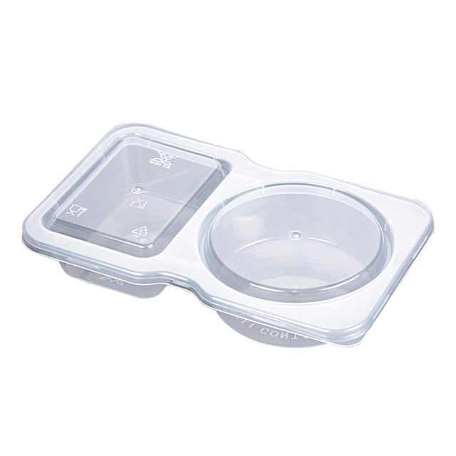 Contenants Alimentaires Jetables avec Couvercles, Contenant à Condiments à Double Compartiment Contenants à Condiments Doubles avec Couvercles Contenants à Collation à 2 Compartiments Contenants à Collation à Double Compartiment pour Emporter