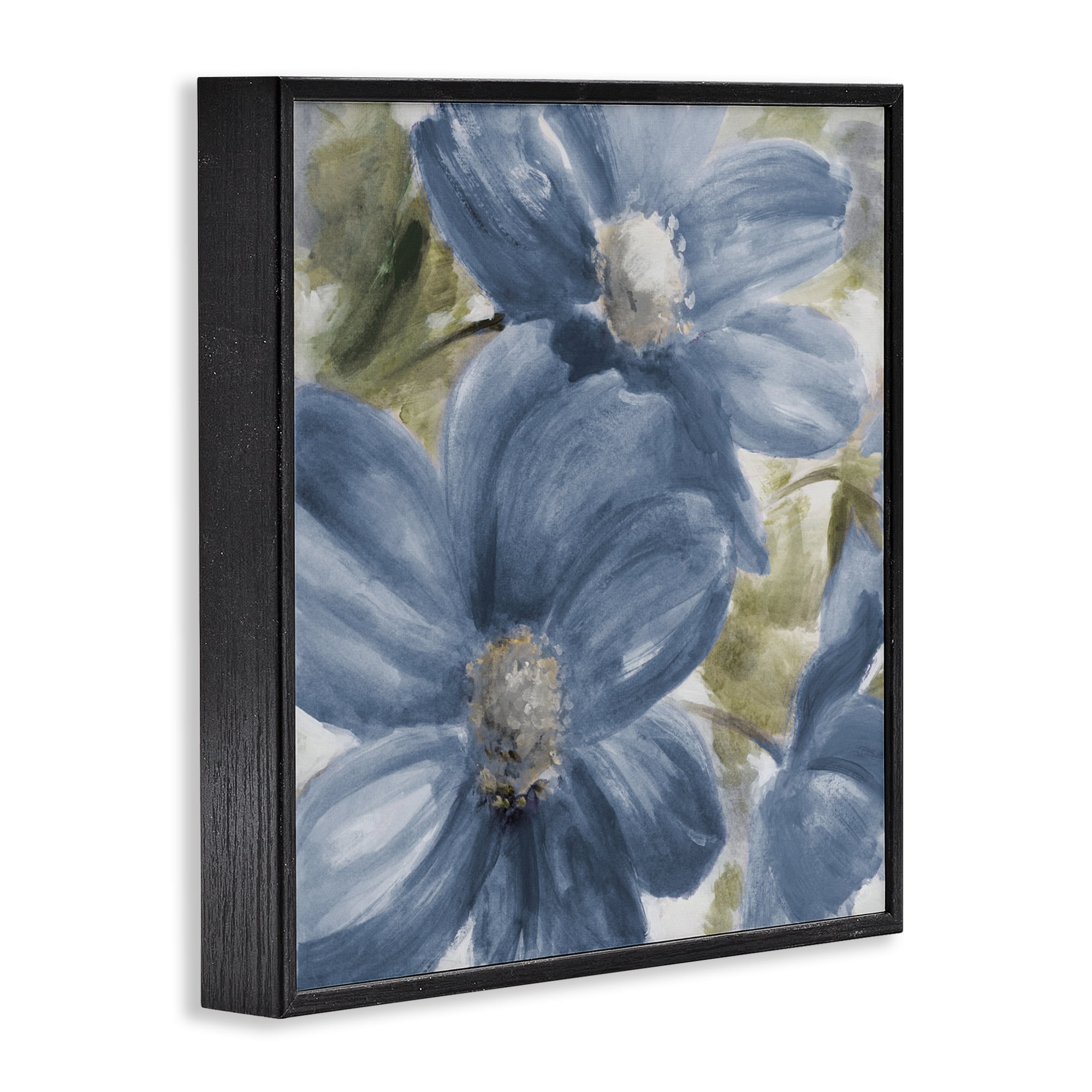 Stupell Industries Walk In Beauty Blue Flowers Black Framed Giclee Art, design by Lanie Loreth