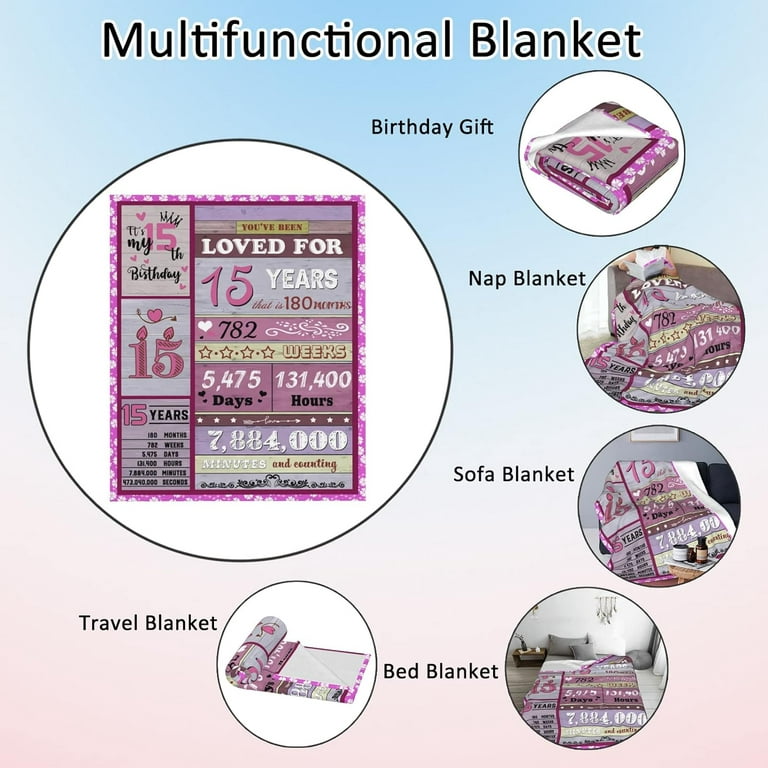 15 Year Old Girl Gifts for Birthday Blanket - Quinceanera Gifts