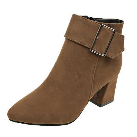 

Suede Fashion Thick Boots Womens Boots Size 6 Heel Women s Ankle Buckle Boots Women Belt Zipper Pointed Women s Woman Boots Women Boots Delightful Women s Ankle Boots