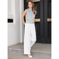 thumbnail image 3 of DARING DIVA Women's Sleeveless Floral Button Down Casual Shirts S Light Blue, 3 of 7
