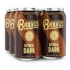 Bravus Non-Alcoholic Craft Beer, Oatmeal Dark, vegan, gluten-reduced, 107 calories, 12 fluid ounce can, 6-pack