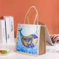 thumbnail image 3 of Compras Con Pintura Diamantes Bolso Lino Bolsas Almacenamiento Ecológicas Plegables para Comestibles, 3 of 8