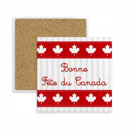 

Maple Happy Canada Day Red Slogan Square Coaster Cup Mat Mug Subplate Holder Insulation Stone