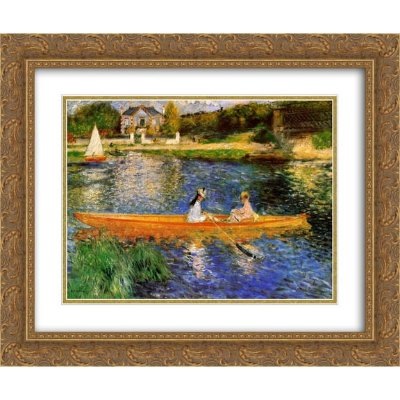 Pierre Auguste Renoir 2x Matted 24x20 Gold Ornate Framed Art Print 'The Seine at Asnieres (The Skiff)'