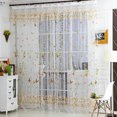 thumbnail image 7 of Bouanq Leaf Embroidered Sheer Panel Long Window Crushed Gauze Room Curtain Voile Tulle Window Drapery Rod Pocket, 7 of 7