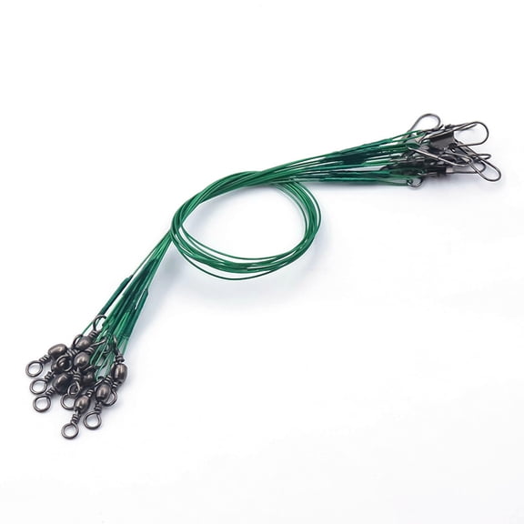 30pcs Fishing Wire Leaders Heavy Duty Fishing Stainless Steel Wire Leaders High Strength Fishing Leaders with Swivels and Snaps Green