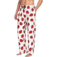 thumbnail image 3 of Mens Pajama Pants - Soft Sleep & Lounge Pants for Men, Red strawberry cartoon Cuteness Casual PJ Bottoms Pants with Pockets, 3 of 5