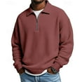 thumbnail image 2 of yuCgh Men's Retro Plaid Long Sleeve Hooded Sweatshirt, Half Zip Stand Collar Loose Fit Casual Pullover Shirt for Men, Retro Style Fall Winter Top,Wine 2XL, 2 of 4