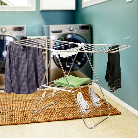 Everyday Home Steel and Plastic Clothes Drying Rack, Chrome
