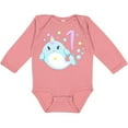 thumbnail image 3 of Inktastic Happy 1st Birthday with Cute Narwhal Stars and Bubbles Boys or Girls Long Sleeve Baby Bodysuit, 3 of 5