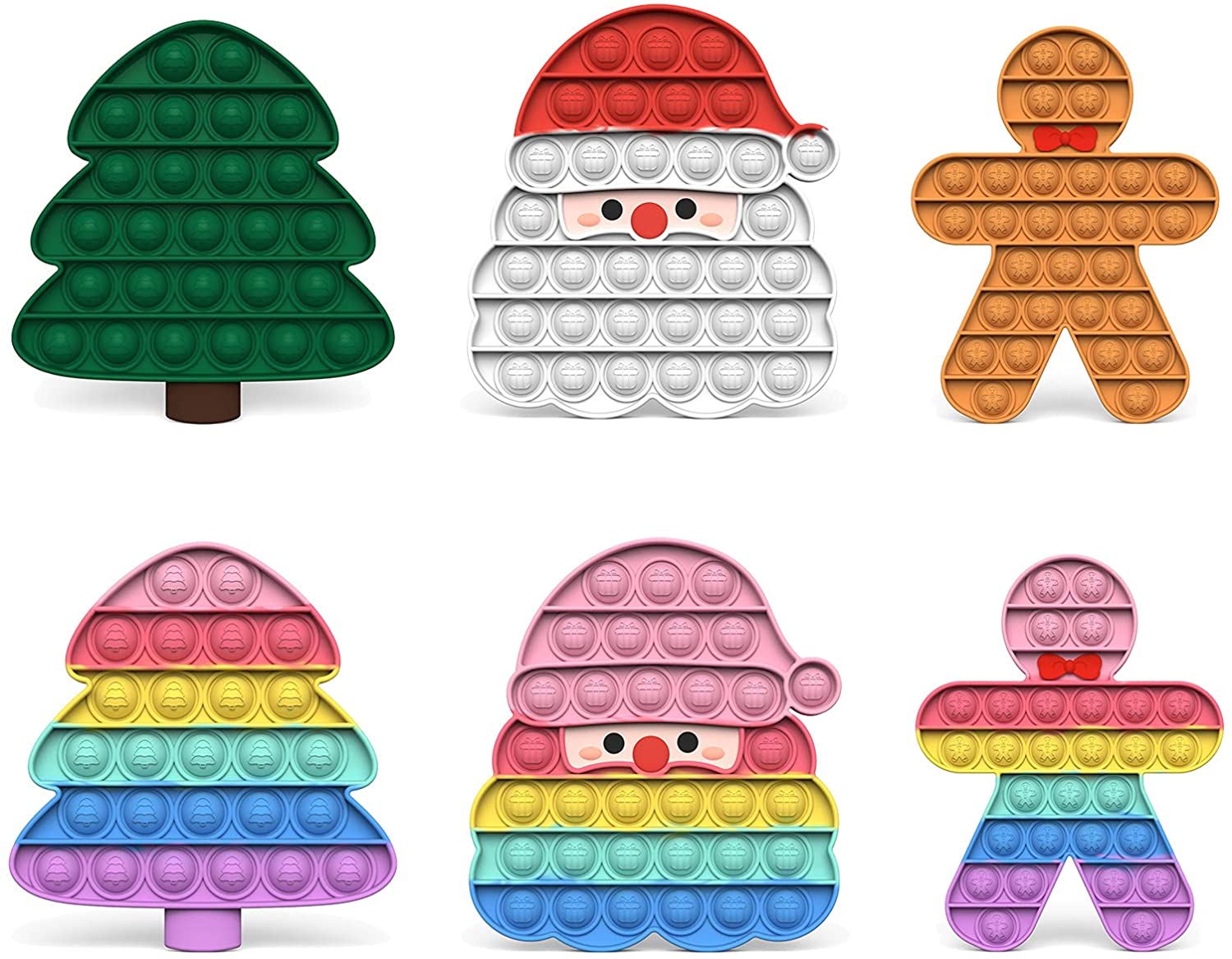 6 Packs Christmas Party Decorations Pop Fidget Toys Push It Bubbles