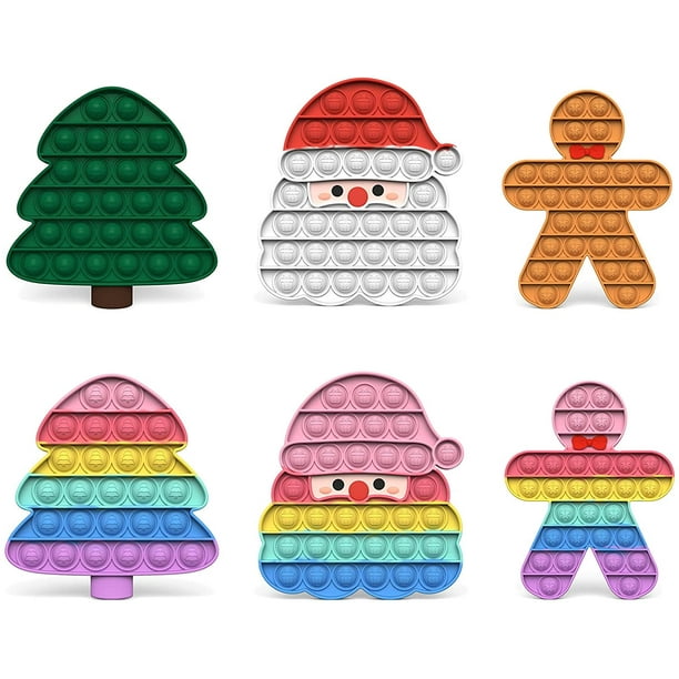6 Packs Christmas Party Decorations Pop Fidget Toys Push It Bubbles