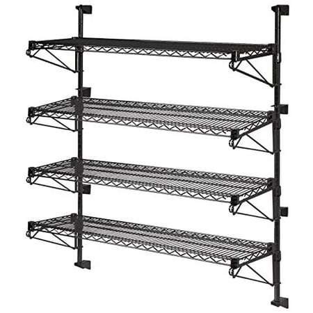 

18 Deep x 24 Wide x 54 High Adjustable 4 Tier Black Wall Mount Shelving Kit
