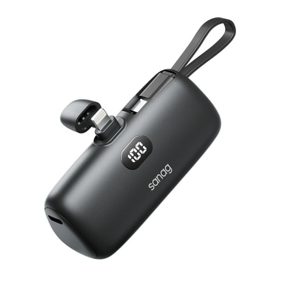 Power Fob 5000mAh Portable Power Bank with Type-C Cable & Phone Holder – Fast Charging for Android, Black