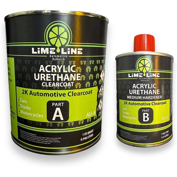 2K Clear Coat - 1.25 Quart Automotive Paint Kit with Hardener - 4:1 Mix Ratio, High Gloss Top Coat for Cars, Trucks, and Motorcycles