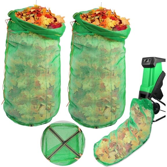 2PCS Wood Chipper Shredder Collection Bag, 27" x 59" Drawstring Thickened Leaf Bag Universal Heavy Duty Leaf Bags Compatible with Craftsman, Troy-Bilt, Patriot, Snapper, Yardman & Most Shredders
