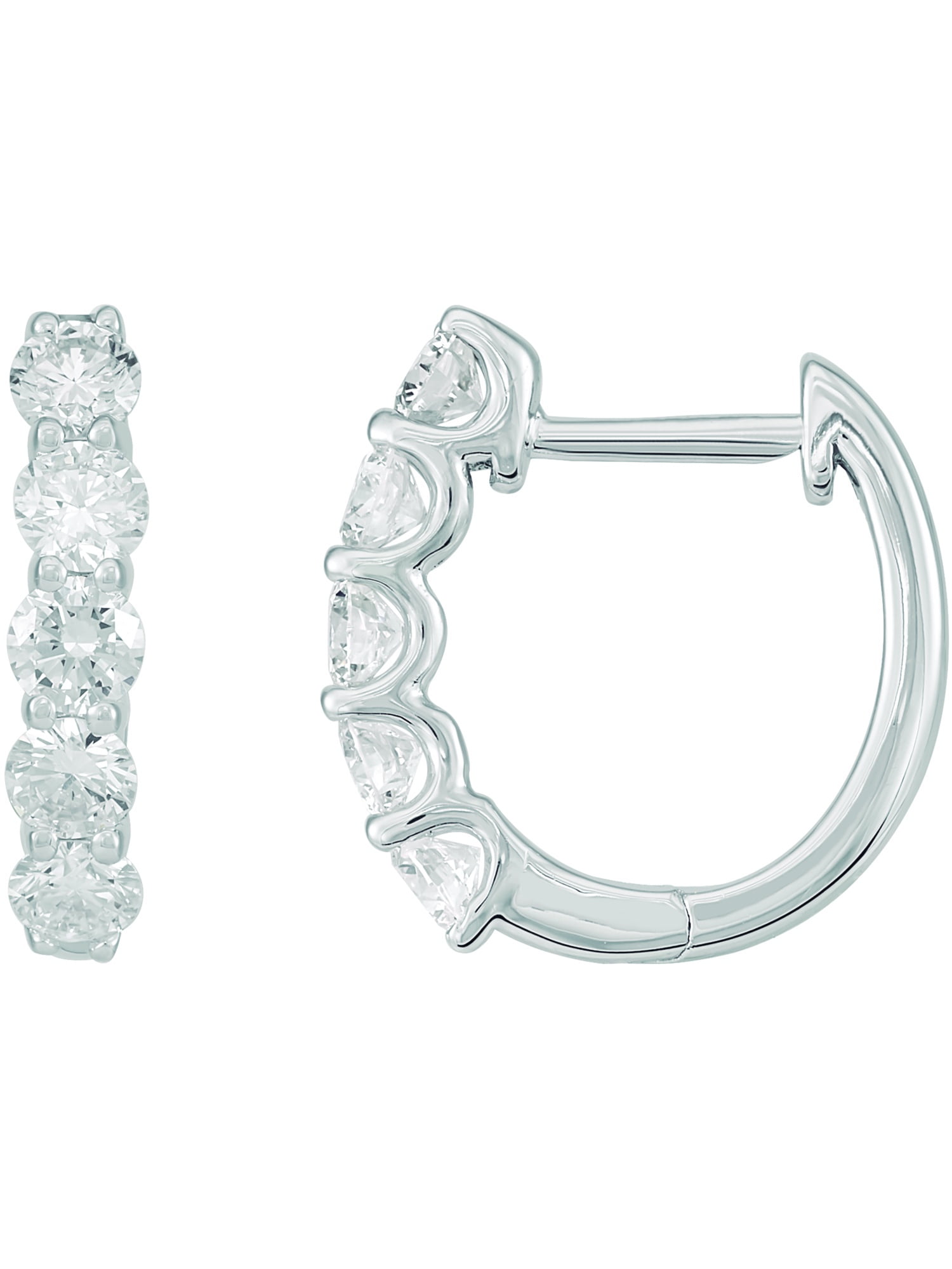 Brilliance Fine Jewelry Sterling Silver 1 CTTW Lab Grown Diamond Oval Hoop Earrings