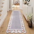 thumbnail image 4 of Lahome Washable 2'x8' Scalloped Runner Rug, Grey Boho Floral Hallway Rugs for Entryway Kitchen, Non-Slip Soft Low-Pile Microfiber Carpet for Laundry Bedroom, Grey, 4 of 11