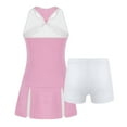 thumbnail image 3 of YONGHS Kids Girl Tennis Golf Dress Active Sport Outfit Sleeveless Racerback Dresses with Shorts Pink 6, 3 of 7