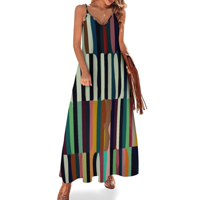 Patrón escandinavo étnico: vestido vertical sin mangas, vestido sexy, vestidos elegantes, vestidos de tallas grandes, estilo coreano