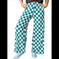 thumbnail image 1 of Pantalones Casuales A Cuadros para Mujer, Cintura Elástica, Cómodos, Holgados, de Pierna y con Bolsillos Verde Pavo Real XL, 1 of 7