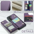 thumbnail image 5 of Dteck for Samsung Galaxy S21 Plus Case with Card Holder, Magnetic Durable Leather Wallet Case for Women Men with RFID Blocking Kickstand Shockproof Cover for Galaxy S21+,Purple, 5 of 10