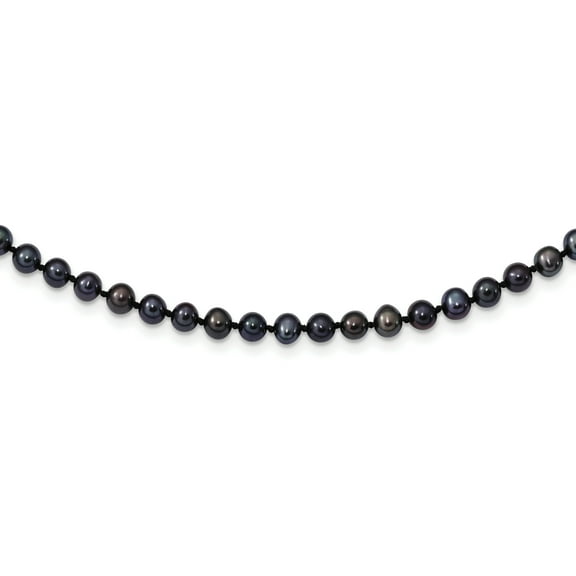 Primal Silver Sterling Silver Rhodium-plated 4-5mm Black Freshwater Cultured Pearl Necklace