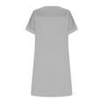 thumbnail image 5 of ITSAME Women's Midi Dress, Cotton Linen Crew Neck Short Sleeve Summer A-Frame Dressy Dresses Gray 2XL, 5 of 6